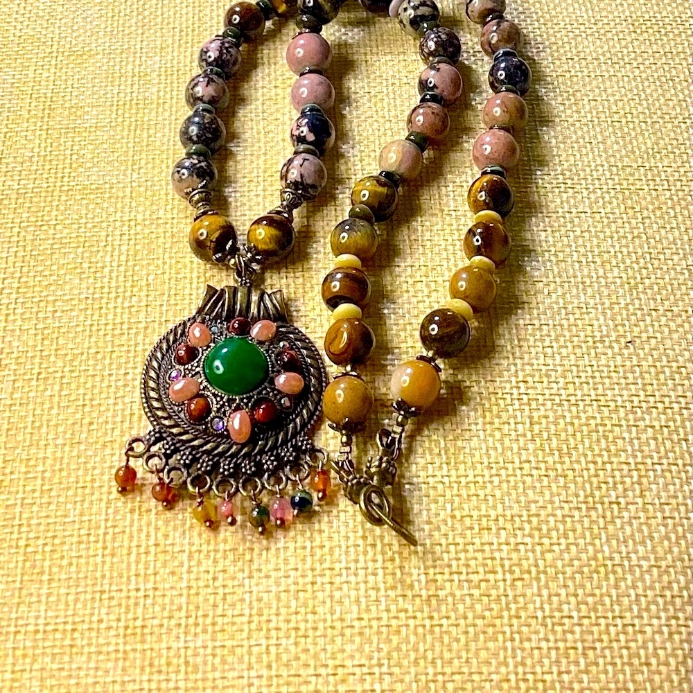 Fabulous Necklace Pendant Made Of Semi-Precious Stones